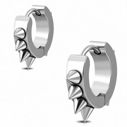 Boucles d'oreilles cercle Huggie en acier inoxydable à cône (paire)