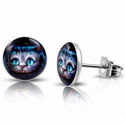 10mm | Boucles d'oreilles de chat multicolores en acier inoxydable (paire)