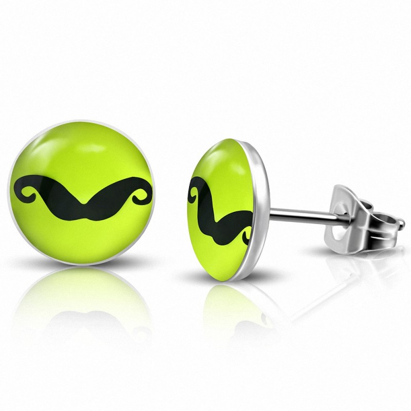 7mm | Boucles d'oreilles clous cercle en acier inoxydable à 3 tons de moustache