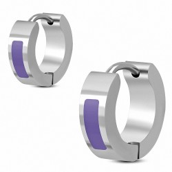 4mm | Boucles d'oreilles créoles Huggie en acier inoxydable violet / violet (paire)