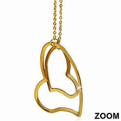 doré en acier inoxydable concentrique ouvert coeur ouvert slinky longue goutte boucles d'oreilles (paire)