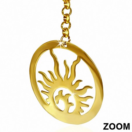 boucles d'oreilles longues pendantes avec cercle et cercle de Sun Emblem (paire)