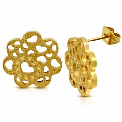 Boucles d'oreilles clous en forme de cœur en forme de coeur en or plaqué en acier inoxydable doré