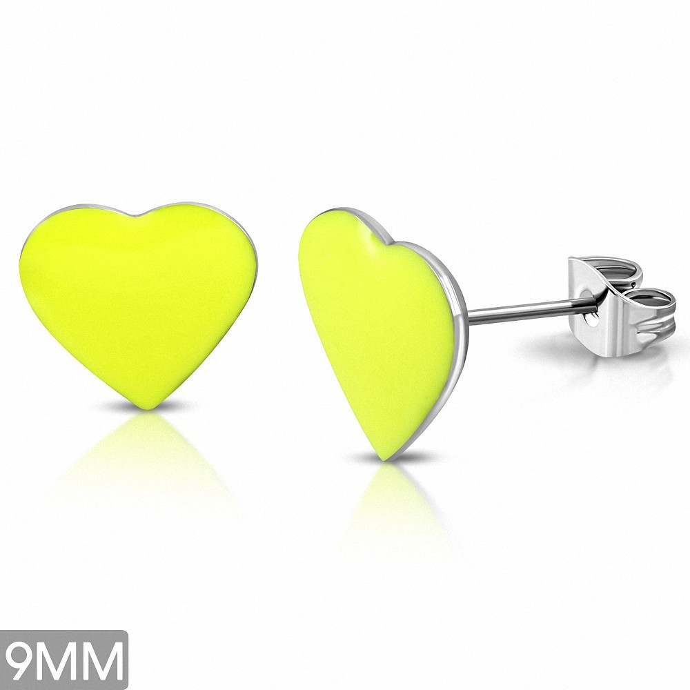 9mm | Boucles d'oreilles clous en forme de coeur d'amour en acier inoxydable