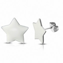 12mm | Boucles d'oreilles clous étoiles en acier inoxydable émaillé blanc (paire)