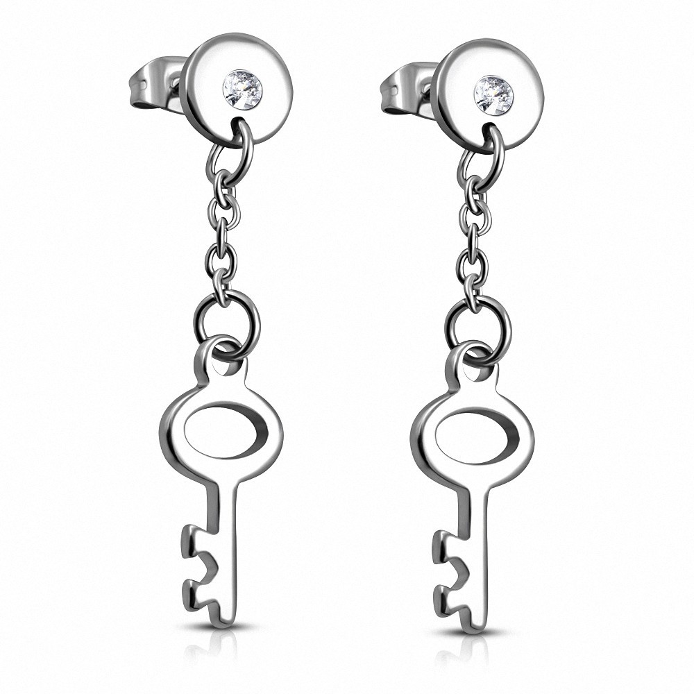 Boucles d'oreilles clous longues en acier inoxydable avec clous en acier inoxydable (paire)