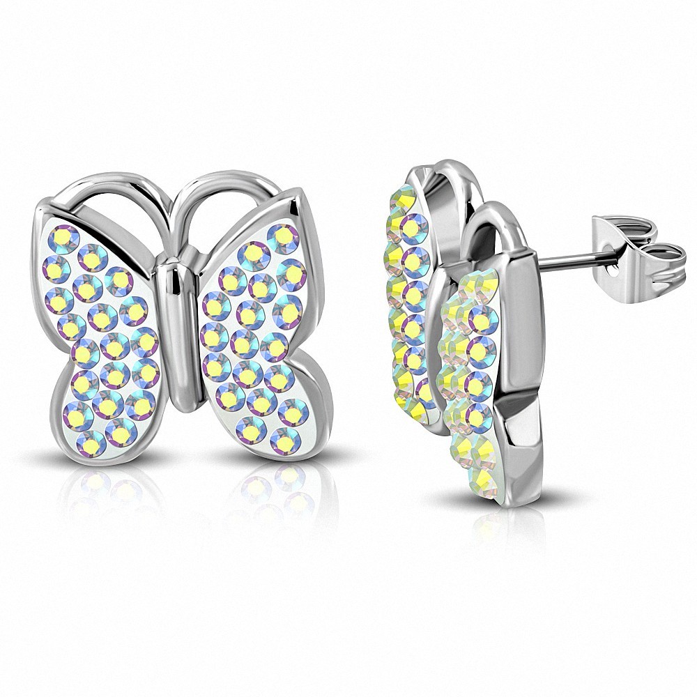 Boucles D'oreilles Aurore Boréale En Acier - Bijou Neuf Avec étiquettes