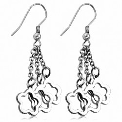 Boucles d'oreilles en forme de boucle d'oreille à crochet long en forme de fleur en acier inoxydable (paire)