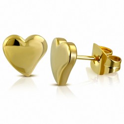 Boucles d'oreilles en forme de coeur d'amour en acier inoxydable plaqué en couleur d'or (paire)