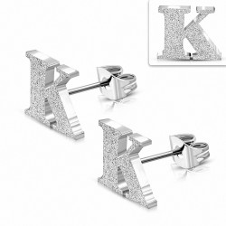 Boucles d'oreilles Alphabet K en acier inoxydable sablées (paire)