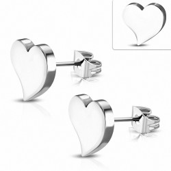 8mm | Boucles d'oreilles clous en forme de coeur d'amour en acier inoxydable (paire)