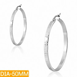 DIA-50MM | Créoles en acier inoxydable avec anneau et anneau côtelé dans le dos (paire)