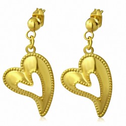 Boucles d'oreilles clous en forme de coeur avec coeur ouvert en acier inoxydable doré