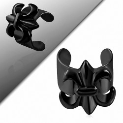 Boucle d'oreille supérieure d'oreille manchette Fleur De Lis en acier inoxydable noir