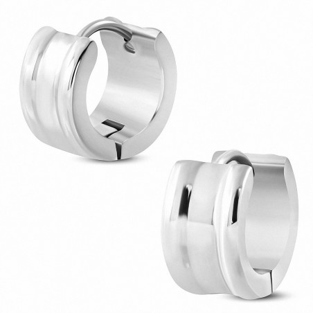 7mm | Boucles d'oreilles Huggie en acier inoxydable à bords côtelés à graver (paire)