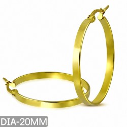 DIA-20mm | Boucles d'oreilles à clip en acier inoxydable plaqué en couleur dorée (paire)