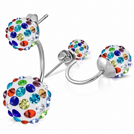 Balles Argil Disco Shamballa de 6 mm et 10 mm avec CZ coloré | Boucles d'oreilles clous double face en acier inoxydable