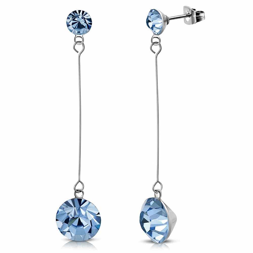 Saphir bleu CZ avec cercle et boucles d'oreilles rondes de 4 mm et de 7 mm en acier inoxydable (paire)