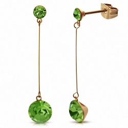 Peridot CZ rond 4 mm et 7 mm avec zircon cubique doré rose or rose (paire)