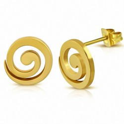Cercle à spirale en acier inoxydable plaqué en couleur dorée (paire)