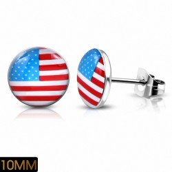 10mm | Drapeau en acier inoxydable des États-Unis Cercle Boucles d'oreilles (paire)