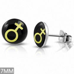 7mm | Acier inoxydable 3 tons tonalité de sexe féminin Symbole Cercle Cercle (Paire)
