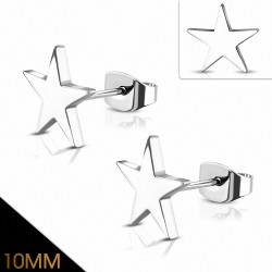 10mm | Boucles d'oreilles clous étoiles en acier inoxydable (paire)