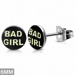 6mm | Boucles d'oreilles de cercle Monogram Bad Girl en acier inoxydable de 3 tons (paire)