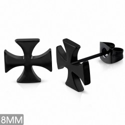 8mm | Pendants d'oreilles en croix en acier inoxydable (paire)