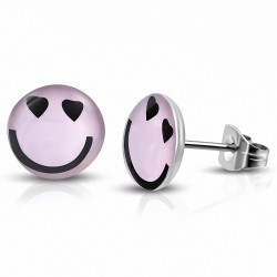 7mm | Boucles d'oreilles en forme de cercle Emoticon Smiley In Emoticon en acier inoxydable (paire)