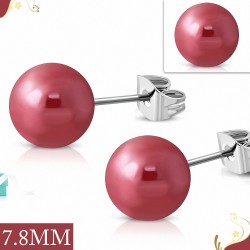 7.8mm | Boule de perle en acrylique avec canneberges et Boucles d'oreilles clous en acier inoxydable à 2 tons (paire)