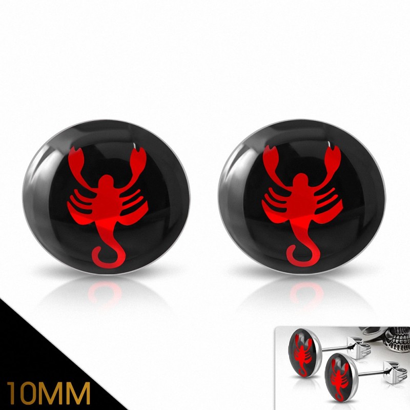 10mm | Boucles d'oreilles clous en acier inoxydable 3 tons avec signe du zodiaque Scorpion (paire)