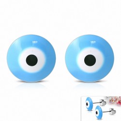 8mm |Boucle oreille Créoles Eyeball en acier inoxydable avec yeux 4 tons (paire)