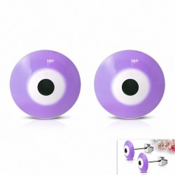8mm | Boucles Créoles Eyeball en acier inoxydable avec yeux 4 tons (paire)