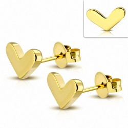 Boucles d'oreilles Tiny Love Heart en acier inoxydable plaqué de couleur d'or (paire)