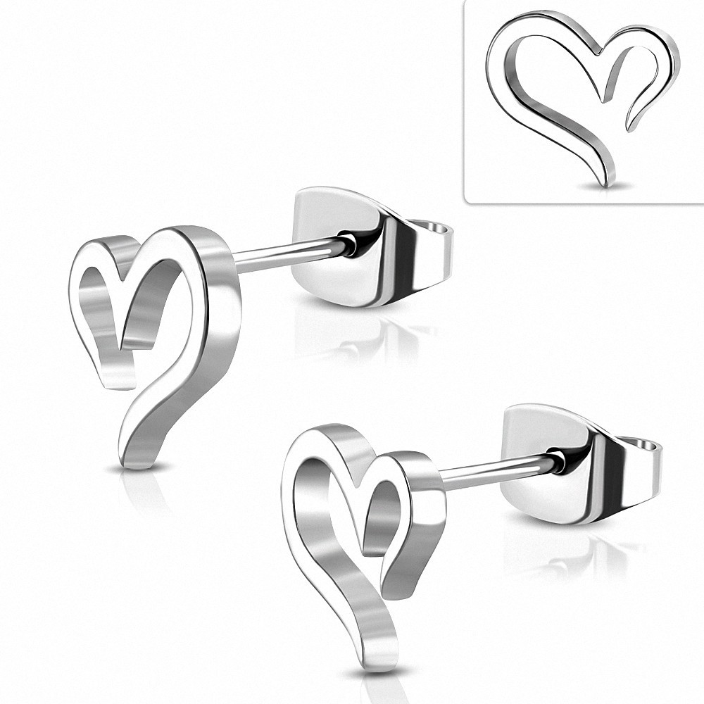 Boucles d'oreilles clous en forme de coeur d'amour en acier inoxydable à spirale en acier inoxydable (paire)