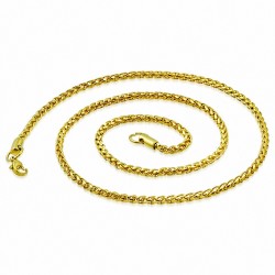 55cm 3mm | Chaîne à maillons en corde Infinity avec fermoir mousqueton en acier inoxydable doré