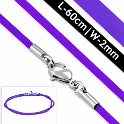 60cm x 2mm | Corde / tour de cou en caoutchouc violet / violet avec serrure en acier inoxydable pour pince de homard