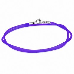 45cm 2mm ??| Corde / tour de cou en caoutchouc violet / violet avec serrure en acier inoxydable pour pince de homard