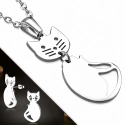 Pendentif et pendentif de charm pour chat en acier inoxydable (SET)