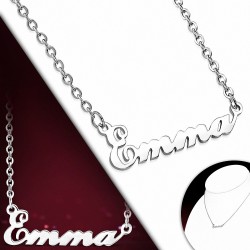 Collier à chaîne avec breloque et prénom Emma en acier