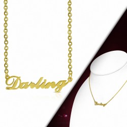 Collier chaine chaine charm Darling en acier inoxydable doré