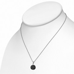 12mm | Collier avec chaîne à pendentif Shamballa en acier inoxydable Argil Disco Ball avec Gunmetal Grey CZ