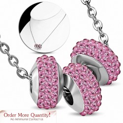 Collier en acier inoxydable à trois rangées de perles Shamballa avec collier de perles à glissière et breloque CZ