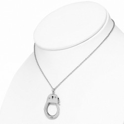 Collier de chaîne de charm de menottes de menottes de fermoir de pince de homard en acier inoxydable