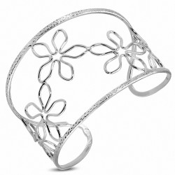 Bracelet manchette large en alliage à la mode en forme de fleur