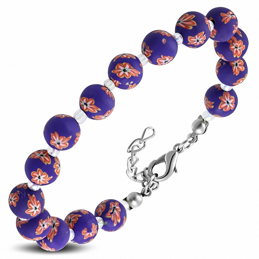 Bracelet fantaisie avec perles fantaisie / argile polymère