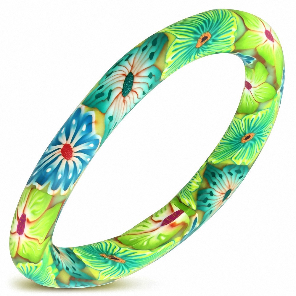 DIA-65mm | Bracelet de femme à la mode en fimo / fleur en pâte polymère - FBU063