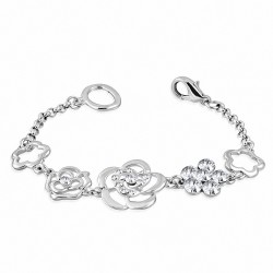 Bracelet en alliage de mode étoile Flower avec symbole de l'amour et de la passion Rose avec FZ transparent