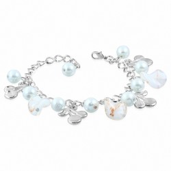 Alliage de mode blanc perle de verre perle fleur cerise charm lien bracelet de chaîne